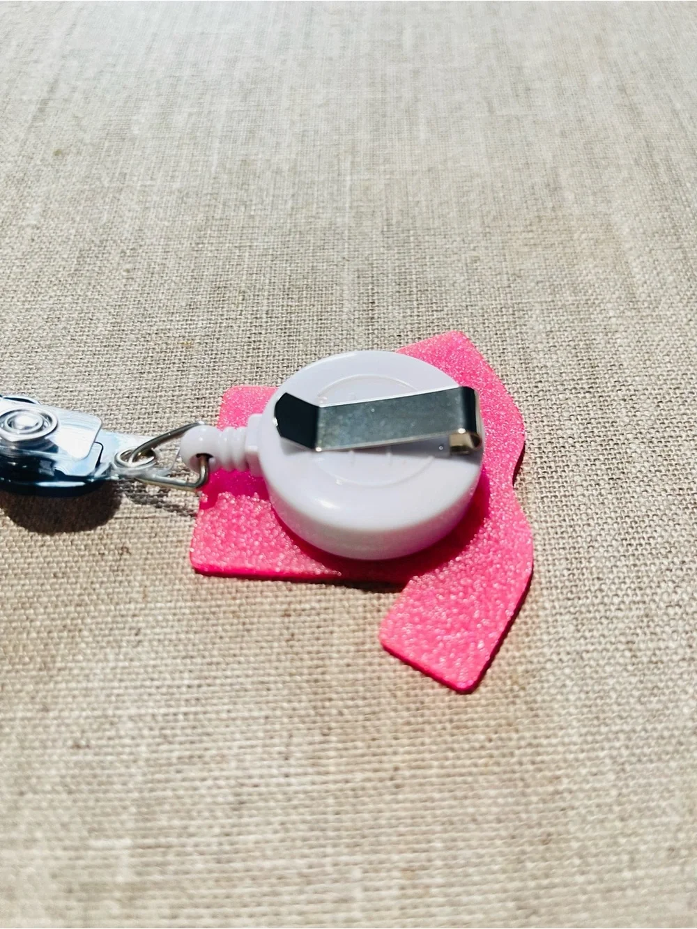 Pink 'Scrub Life' Nurse Badge Retractable Reel with Stethoscope Charm
